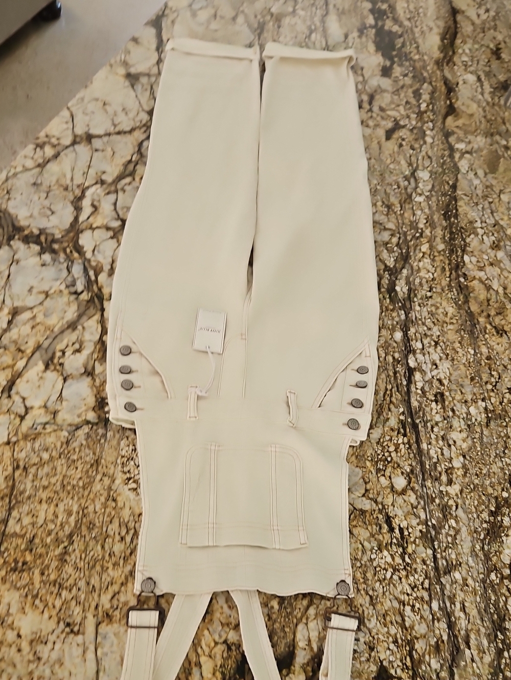 Judy Blue Cream Utility Overalls. Size S (4-6) Inseam 33"